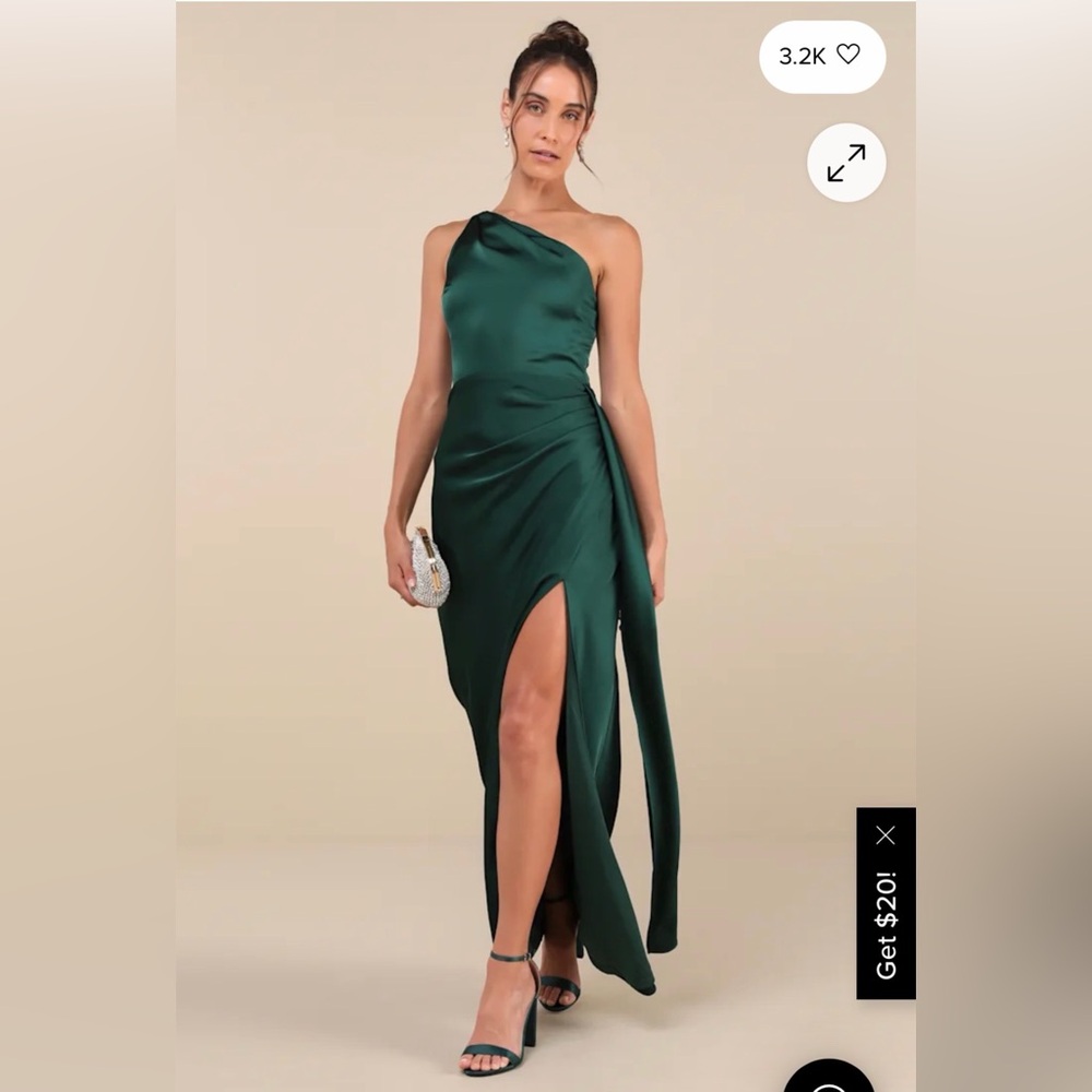 Lulu's Emerald One-Shoulder Dress